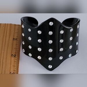 Black Cuff Bracelet with Rhinestones